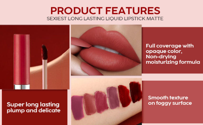 Velvet Matte Liquid Lipstick Set 6 Pcs Pack of 2 ( Buy 1Get1 Free)